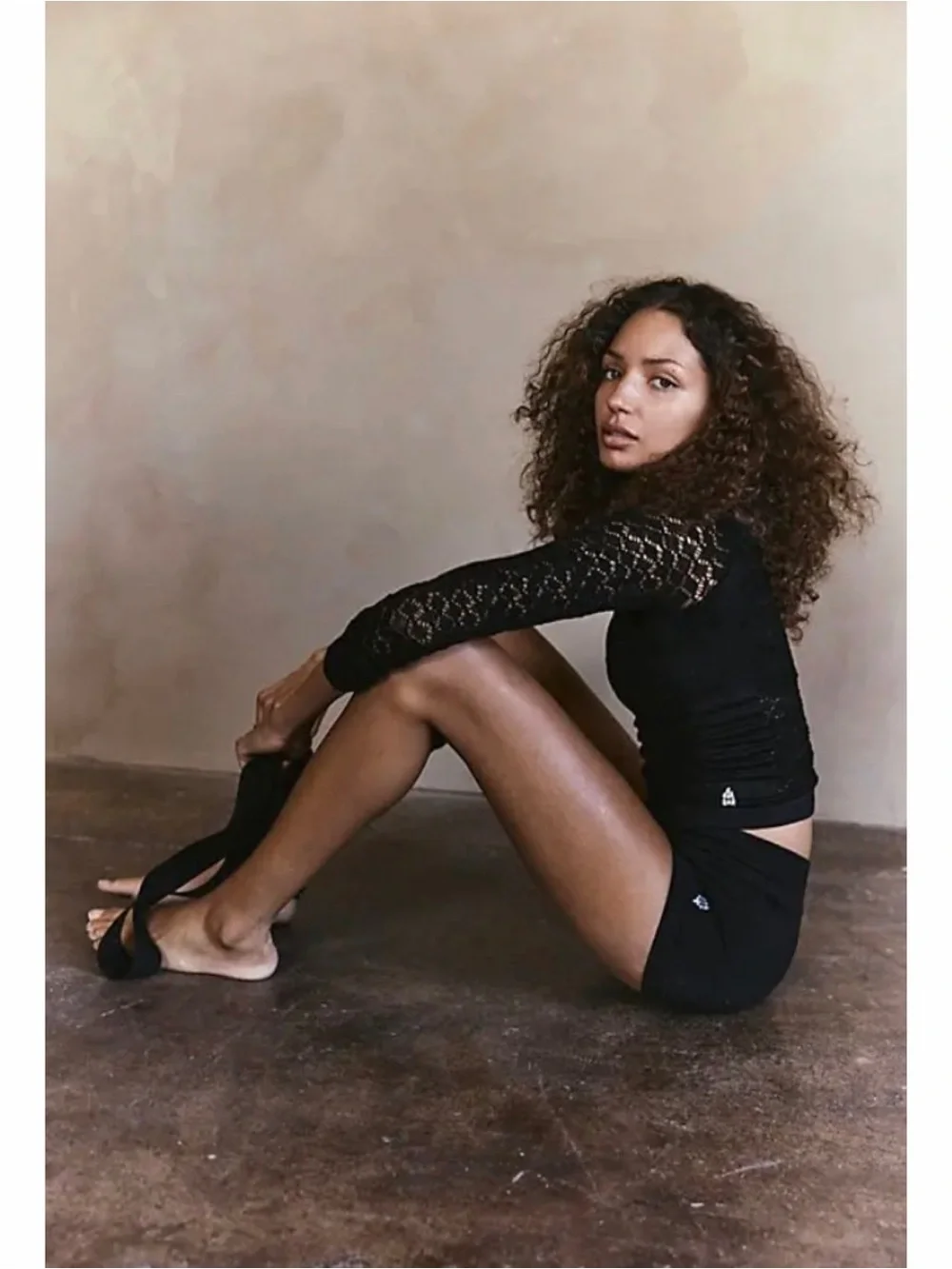 FREE PEOPLE Black Diamond Lace Mockneck Top